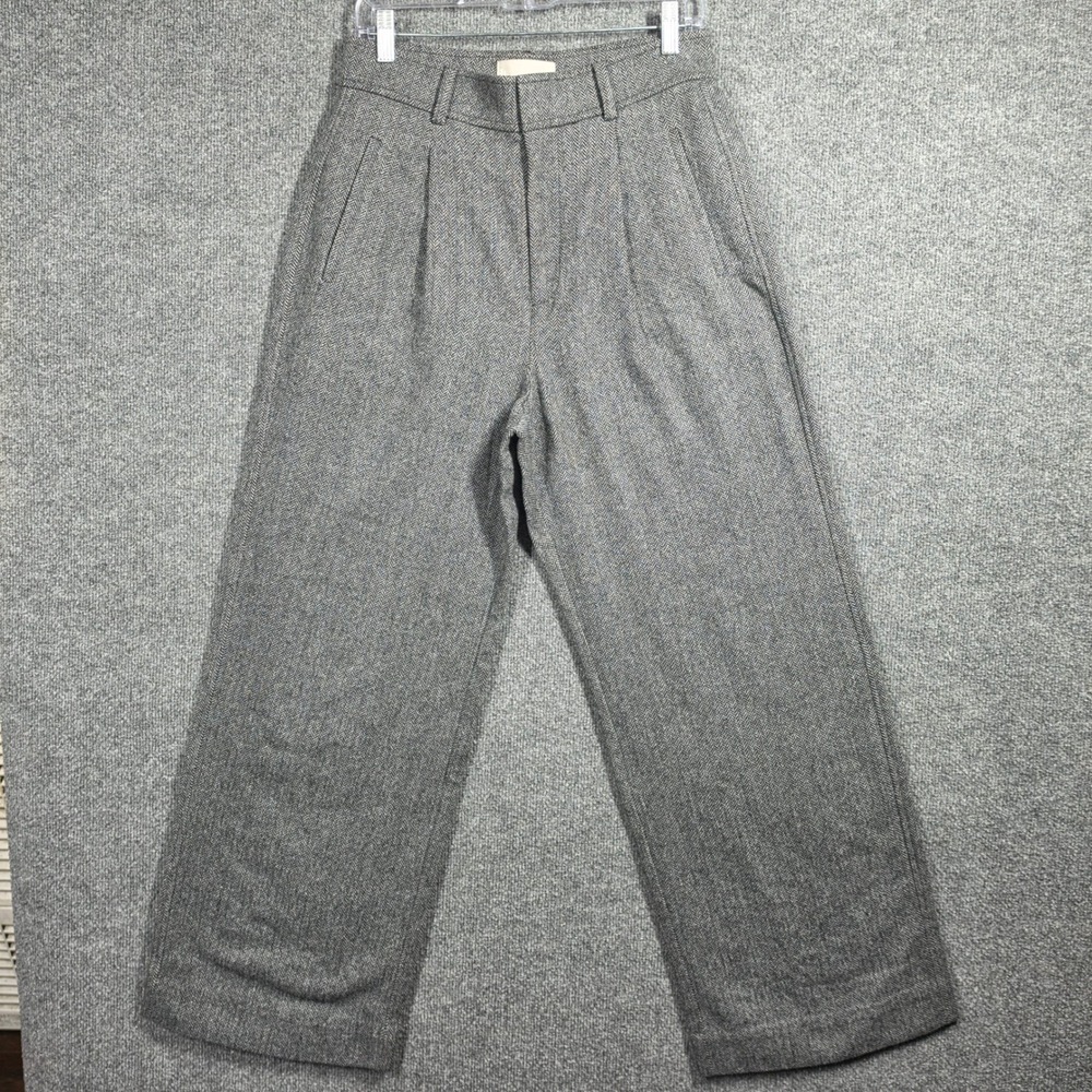 Everlane Pants Womens 8 Way-High Slouch Herringbone Wool Blend Trousers